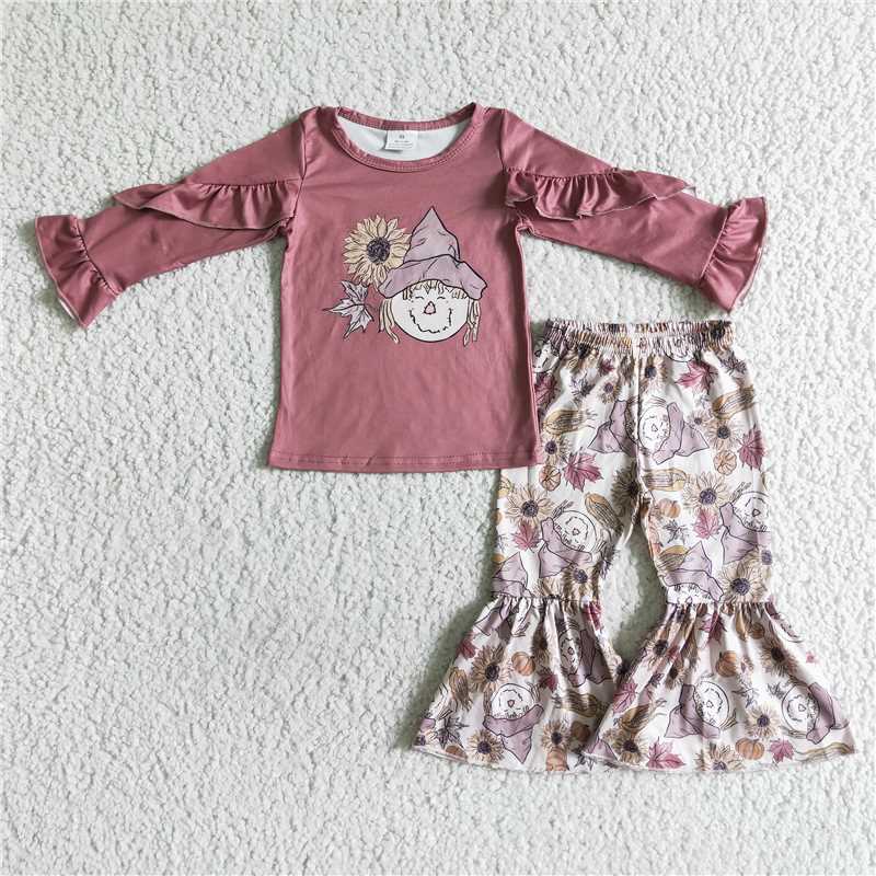 scarecrow shirt and bell pants 2 pieces girls outfits kids clothes