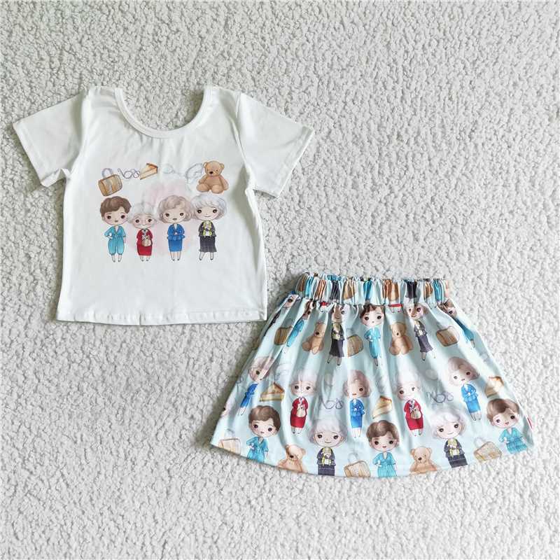 cartoon shirt & skirt girl sets dress suits