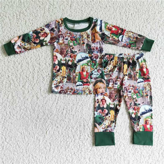 christmas pajamas boy fall winter sets long sleeve pants outfits