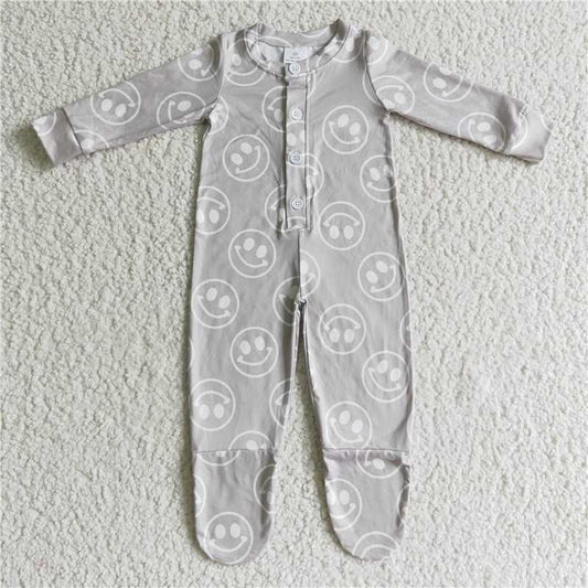 smiley face baby Jumpsuit with Feet Long Sleeve sleep romper