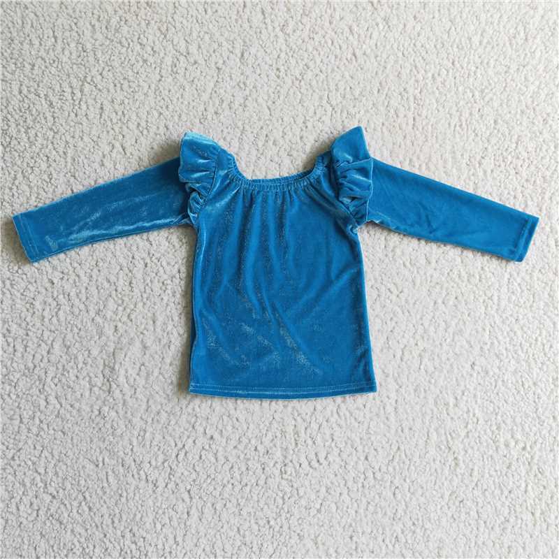 blue velvet girls shirt spring fall winter top