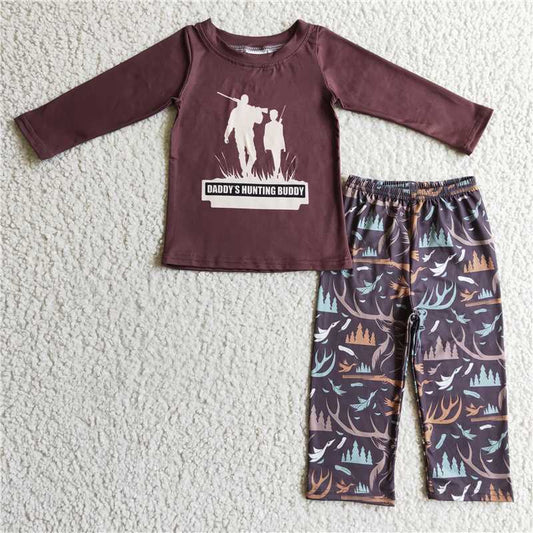 daddy's hunting buddy pajamas suit boy fall winter sets