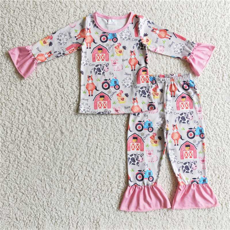 farm pajamas suit boys match girl outfits kid clothes