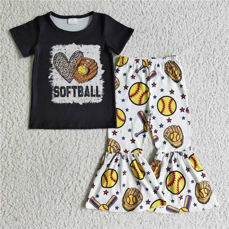 softball shirt & bell pants girl set