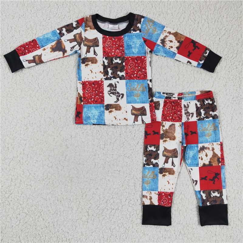 cow camo pajamas suit boys match girl 2 pieces outfits