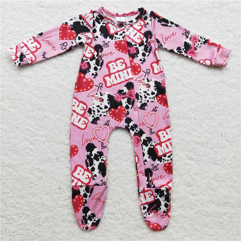 be mine Valentine's Day baby Jumpsuit with Feet Western romper