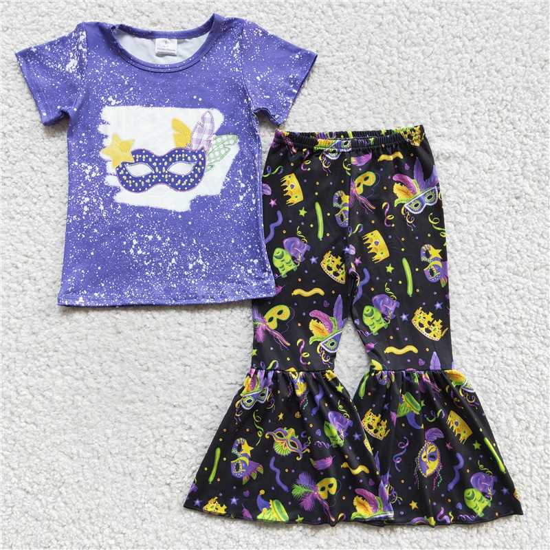 " mardi gras" fall spring purple mask girl outfits kids clothes