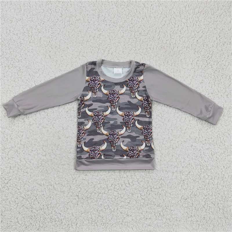 leopard cow camo shirt boys long sleeve tops