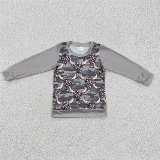 leopard cow camo shirt boys long sleeve tops