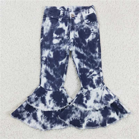 tie dye denim bell jeans long pants