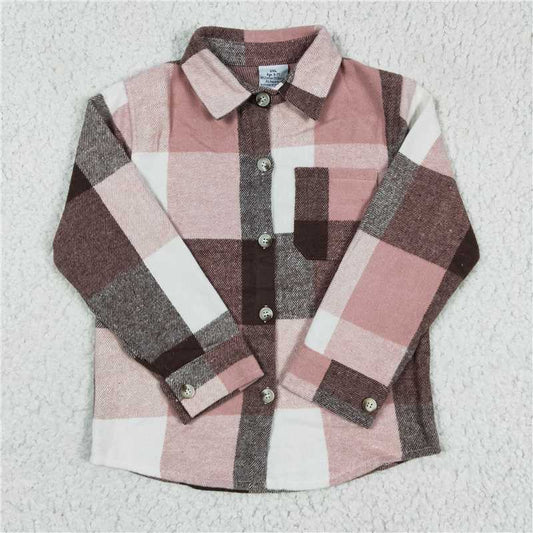 flannel girls long sleeve Plaid shirt fall spring winter top