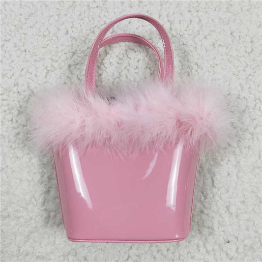 pink bags fuzzy lace kids girls handbag