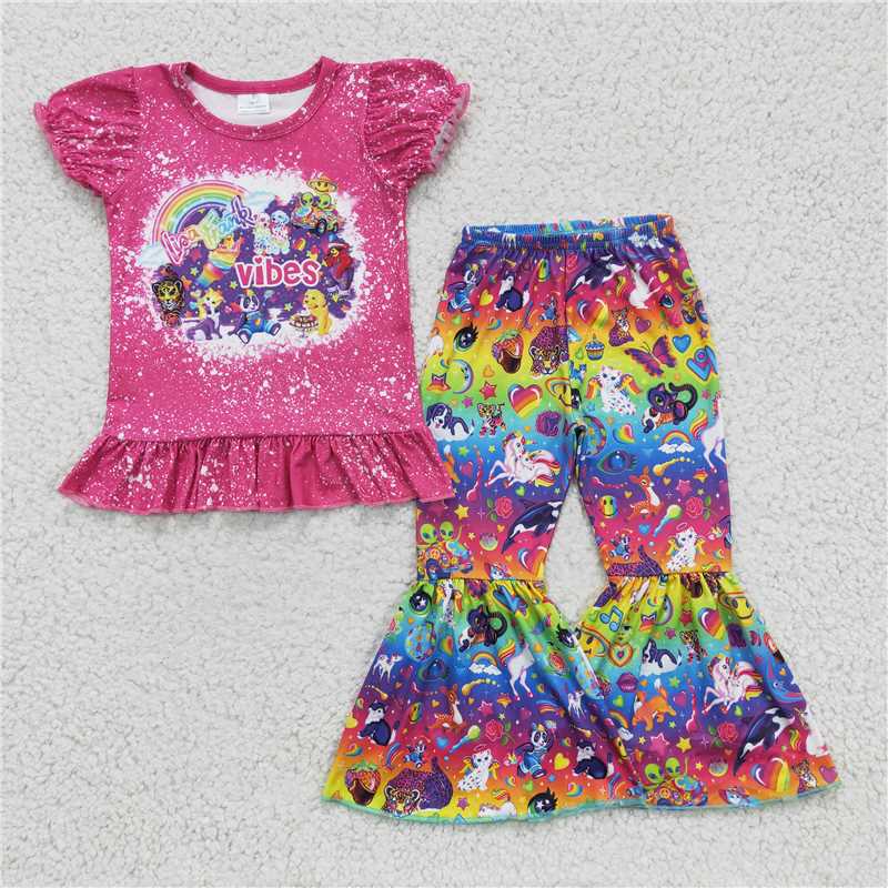 carton lisa frank vibes shirt bell set girls outfits kid clothes