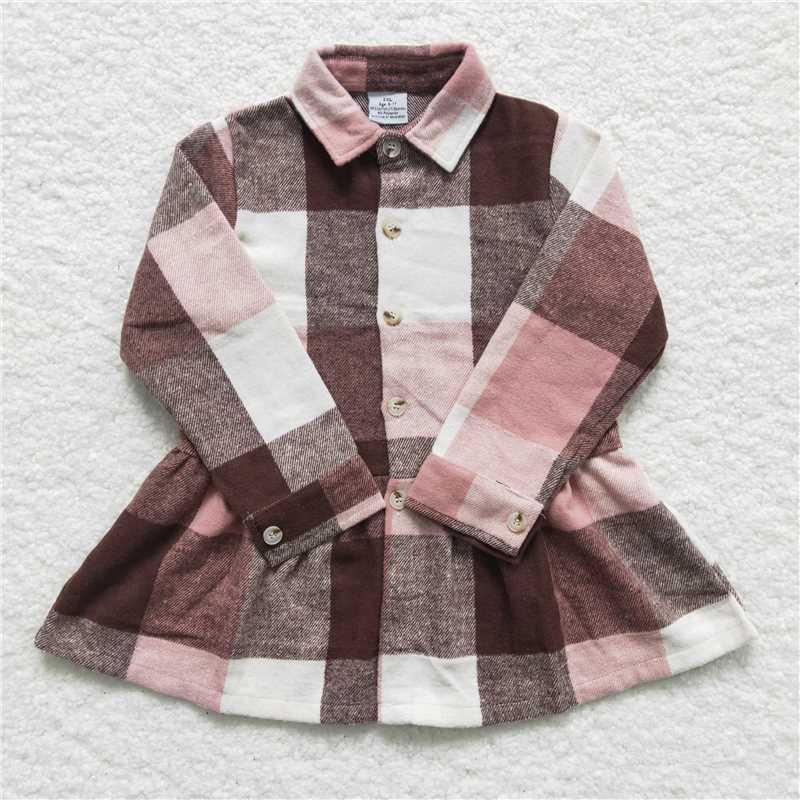 flannel shirt girls tops button pockets cardigan