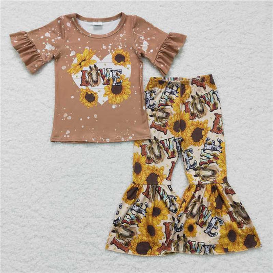 sunflower love shirt bell set girls outfits kid clothes