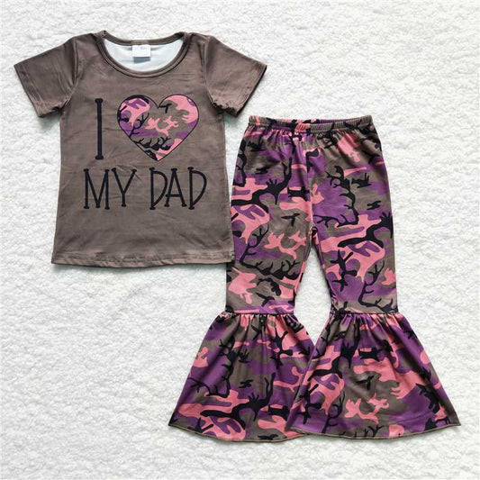 i love my dad shirt & camo bell pants girl set