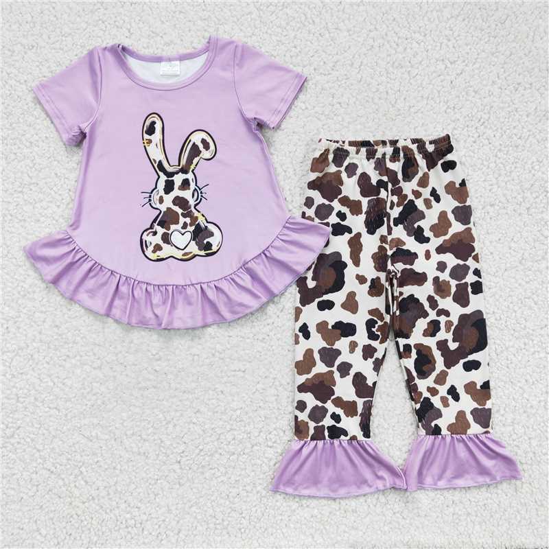 bunny top & cow pants outfits easter girls sets