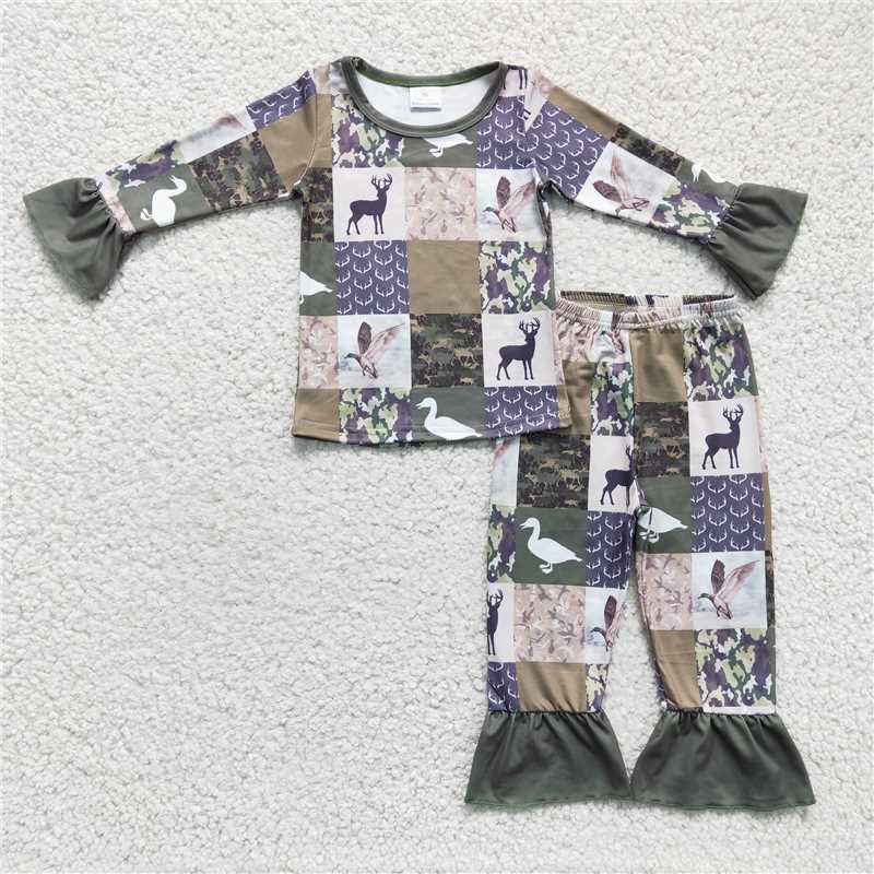 deer camo pajamas suit boys match girl outfits kids clothes