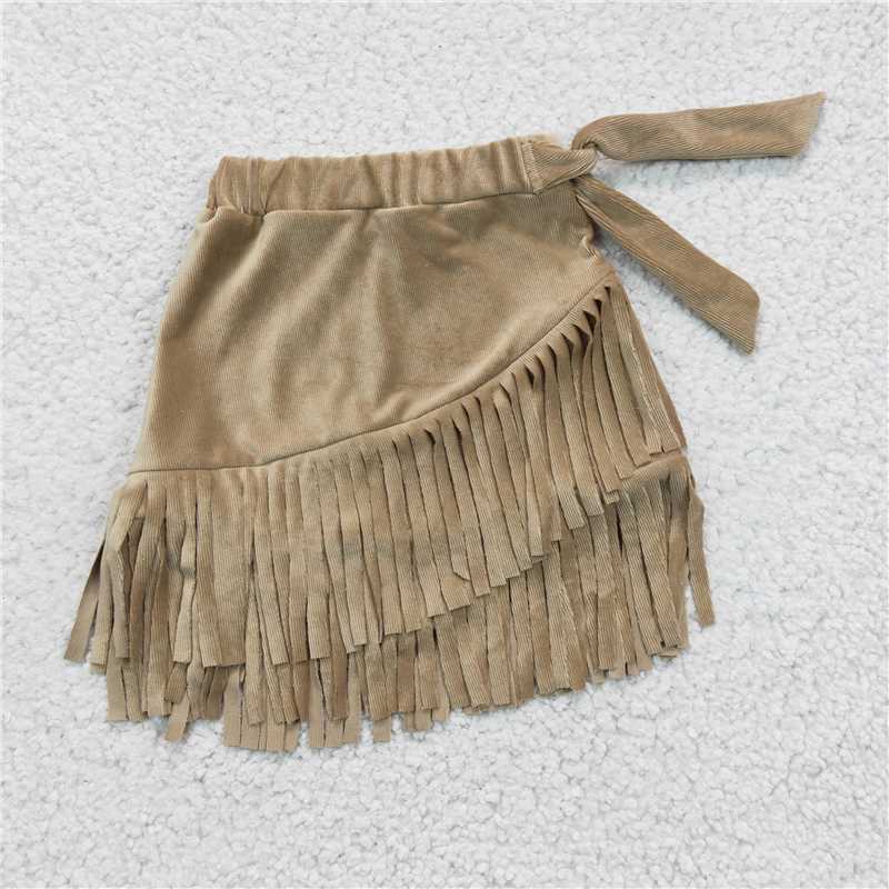 Suede girls half dress tassel skirt western clothes