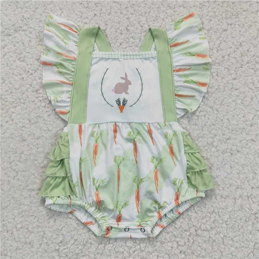 Carrots bunny romper rabbit bubbles girls easter jumpsuit