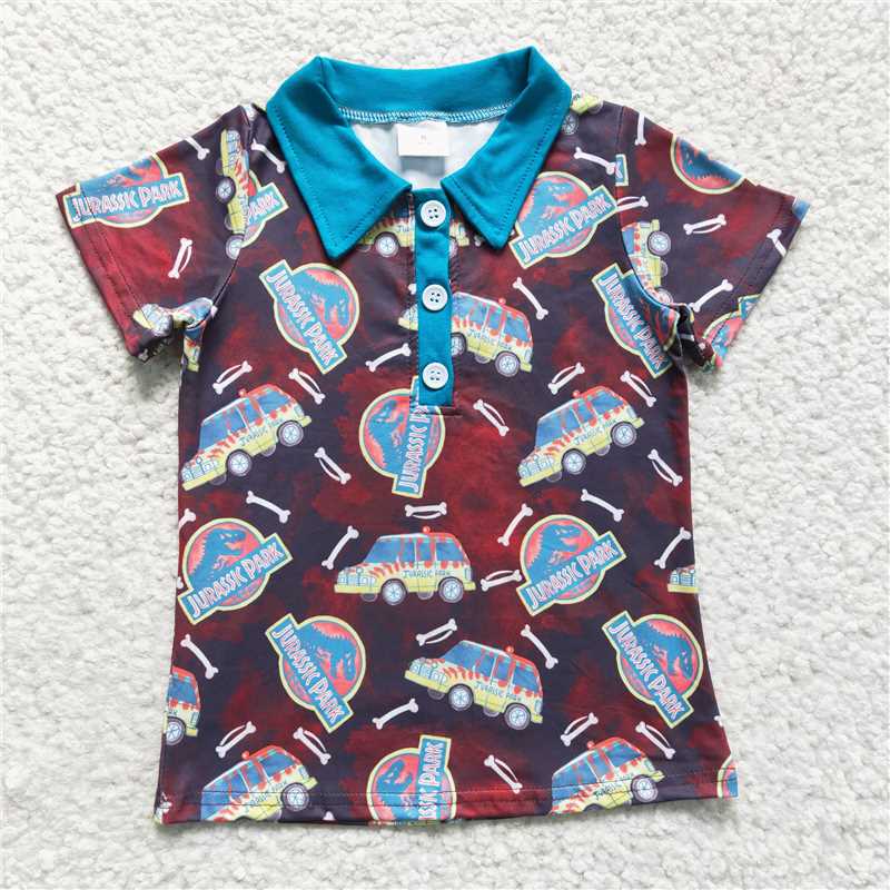 jurassk park short sleeve shirt boys summer polo top