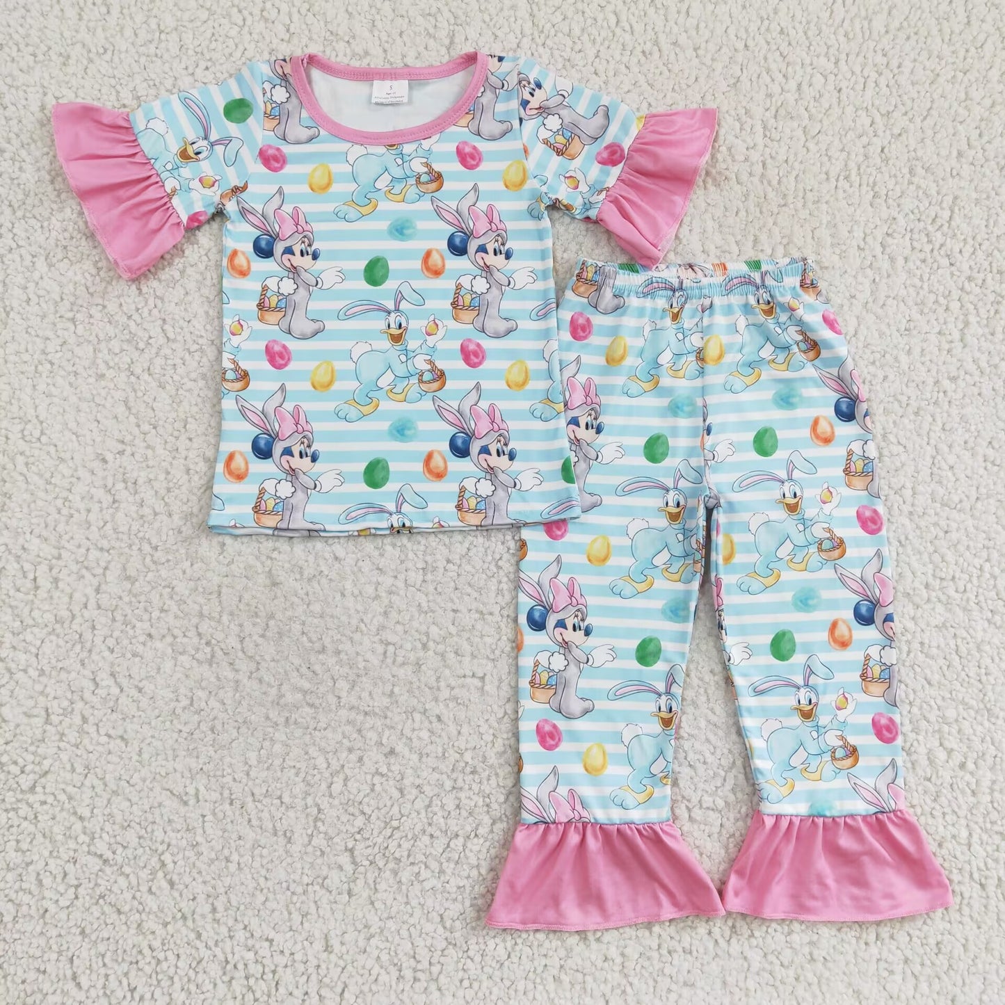 cartoon egg pajamas outfits easter girls sets