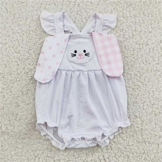 embroidered rabbit bubbles bunny romper girls easter jumpsuit