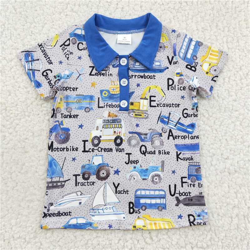 vehicle short sleeve shirt boys summer polo top