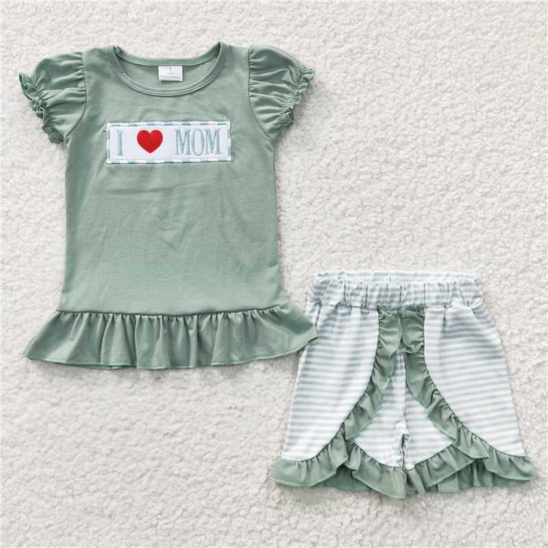 siblings embroidery i love mom kids outfits match baby rompers