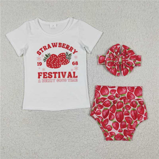 GBO0097 strawberry Girls baby bummies sets