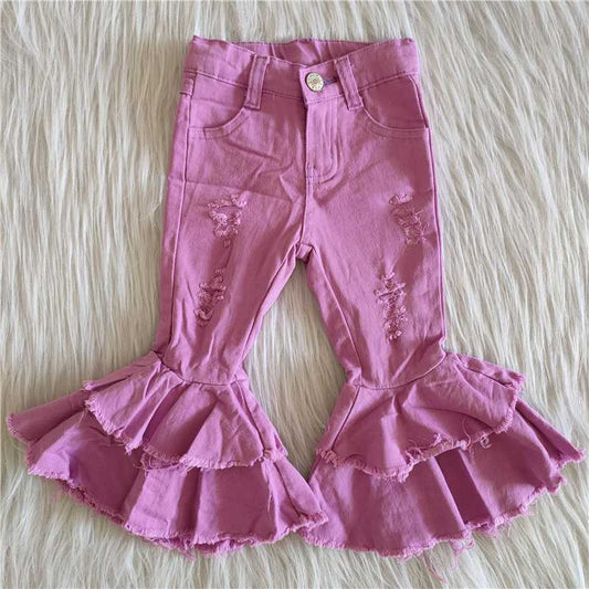 dark pink bell jeans girls long pants