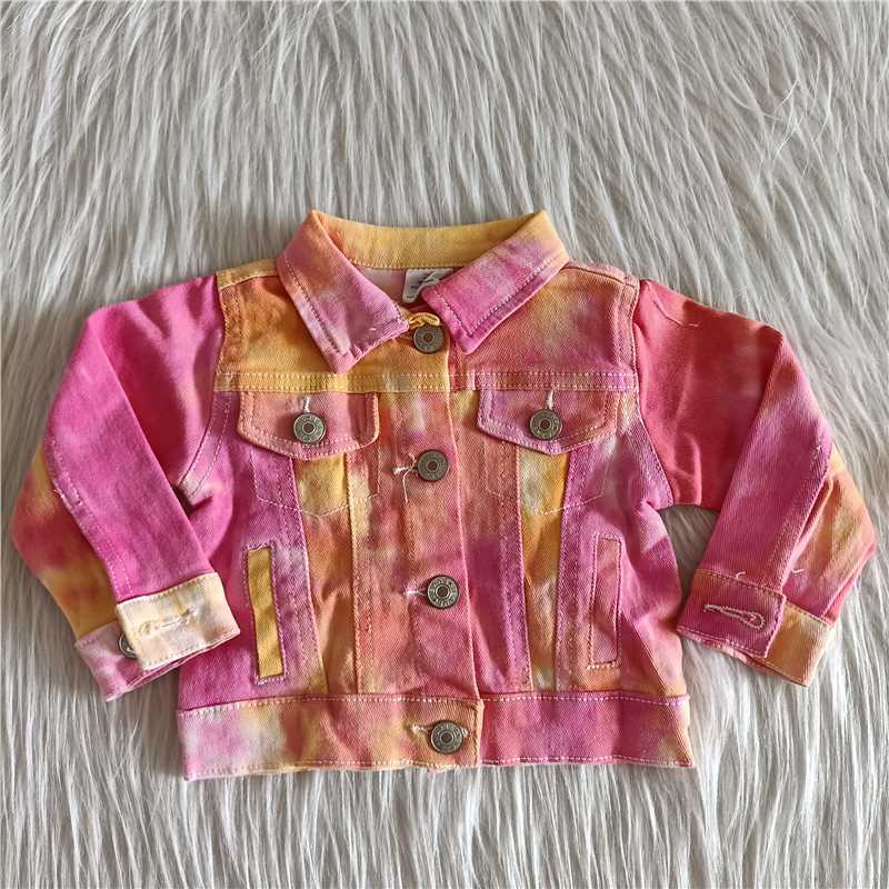 color denim button coats girls jacket blue long sleeve