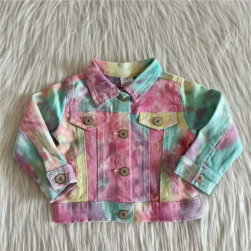 color denim button coats girls jacket long sleeve