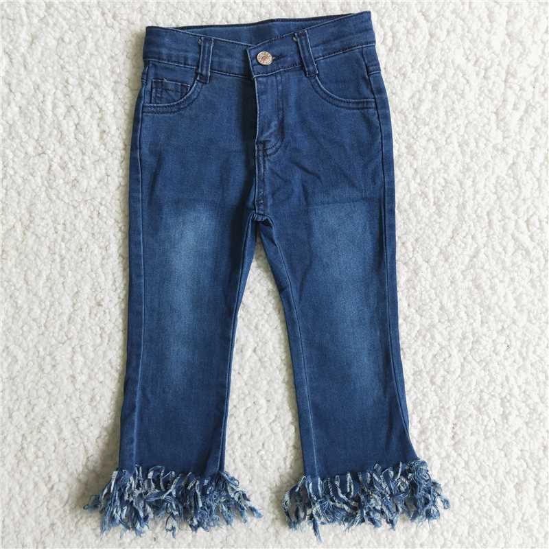 dark blue tassel bell jeans long pants