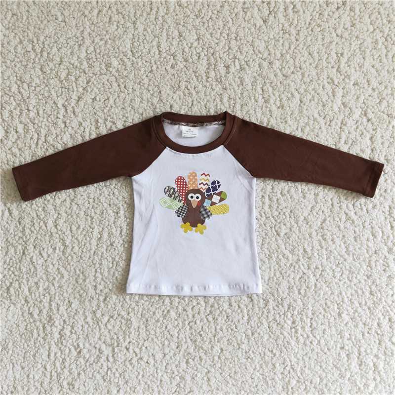 turkey thanksgiving boys long sleeve shirt fall spring tops