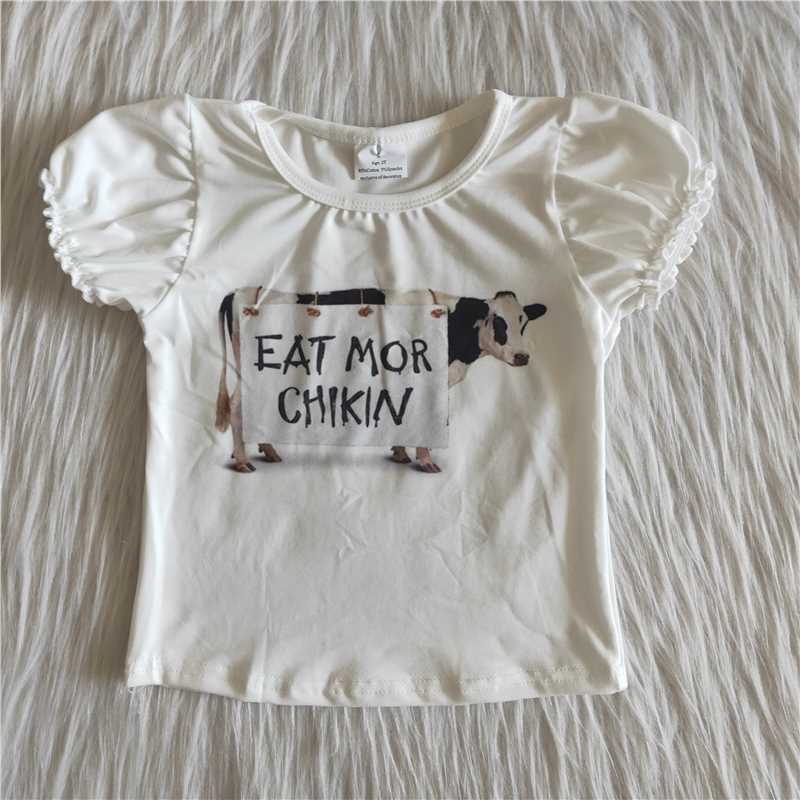 cow "eat mor chikin"girls short sleeve shirt