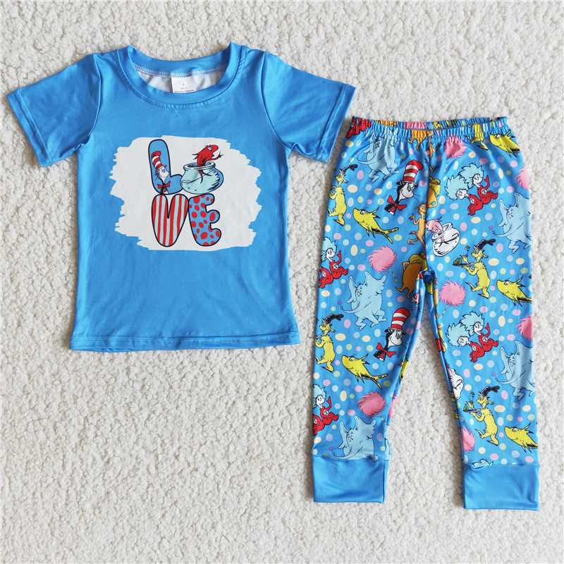 dr.seuss love boys outfits shorts sleeve shirt and long pants sale sets