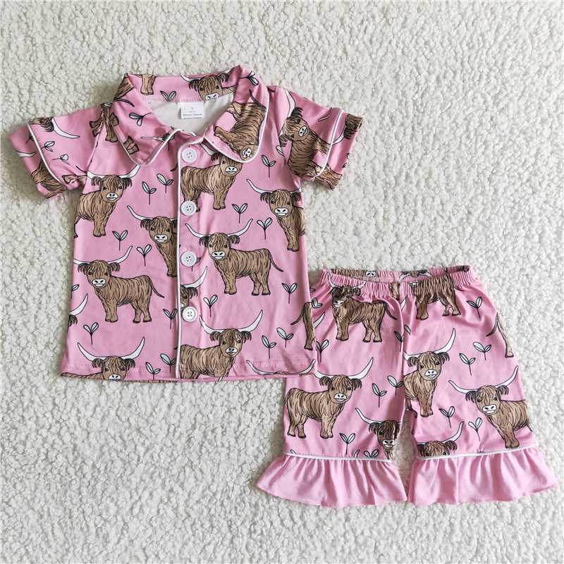 cow 2 pieces girls match boy pajamas sets kids clothes