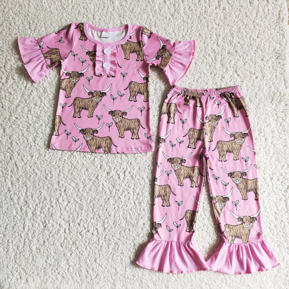 cow 2 pieces girls match boy pajamas sets kids clothes