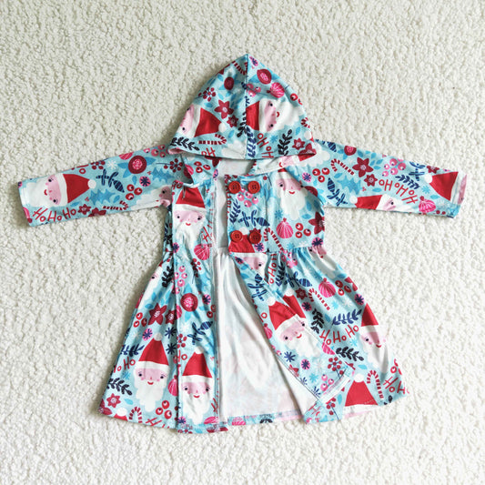 christmas Hooded Jacket girls coats cardigan Santa Claus dress