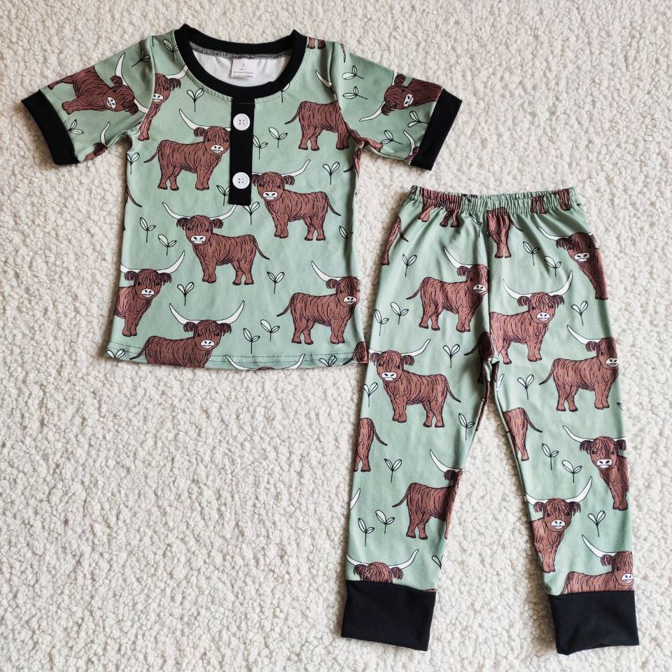 cow 2 pieces girls match boy pajamas sets kids clothes