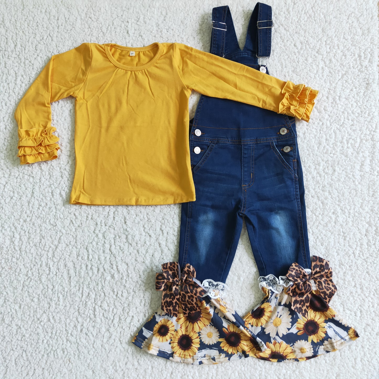 4.16yellow long sleeve shirt and jeans overall  sunflower outfits （shirt and jeans can be purchased separately）