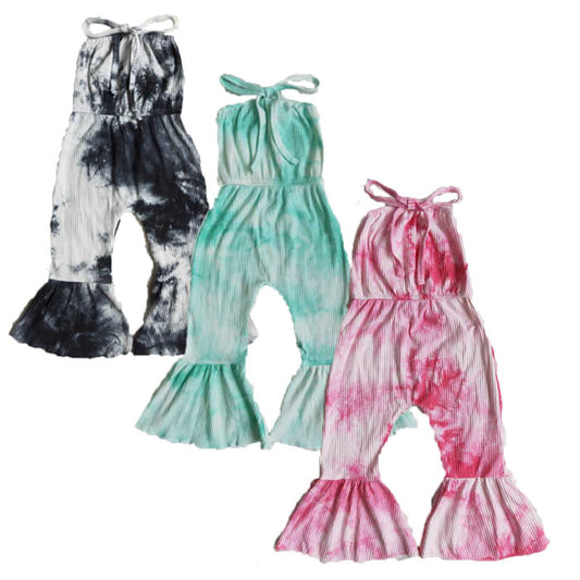 Colorful tie-dye tube top girls jumpsuits simple fashion kids romper