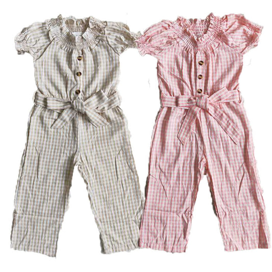 Plaid girls jumpsuits simple fashion