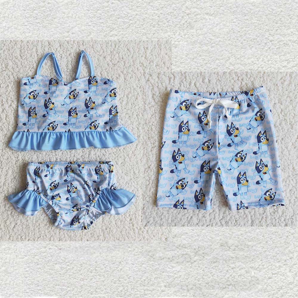 blue dogs boys swim trunks summer swimsuit material