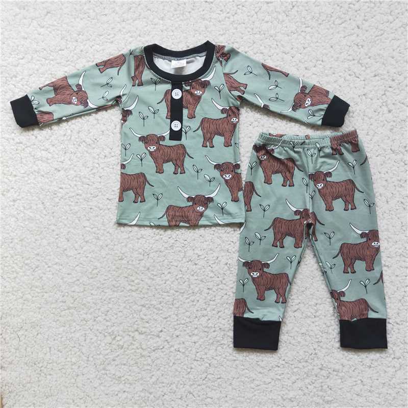 cow 2 pieces girls match boy pajamas sets kids clothes