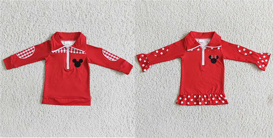 pullover red boys matching girls long sleeve shirt fall spring tops