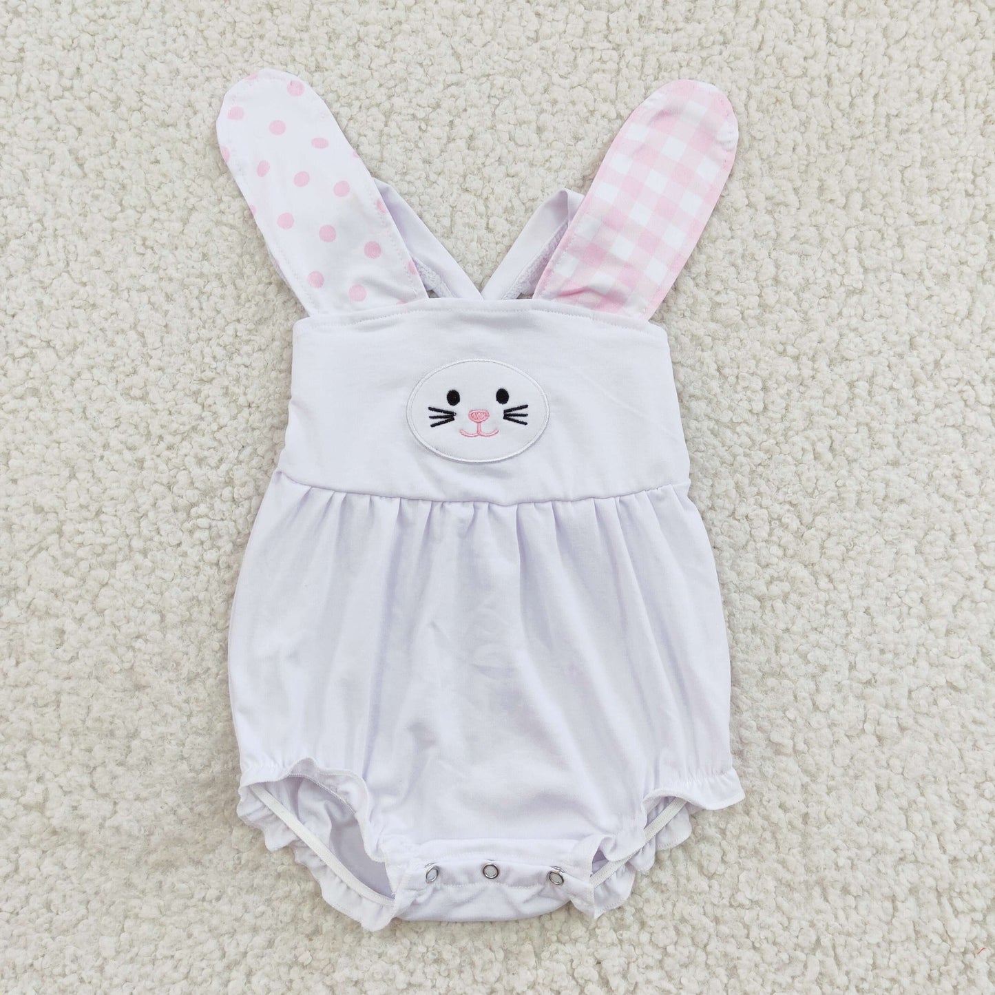 embroidered rabbit bubbles bunny romper girls easter jumpsuit