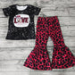 love cow shirt leopard bell set valentine's day girls outfits kid clothes