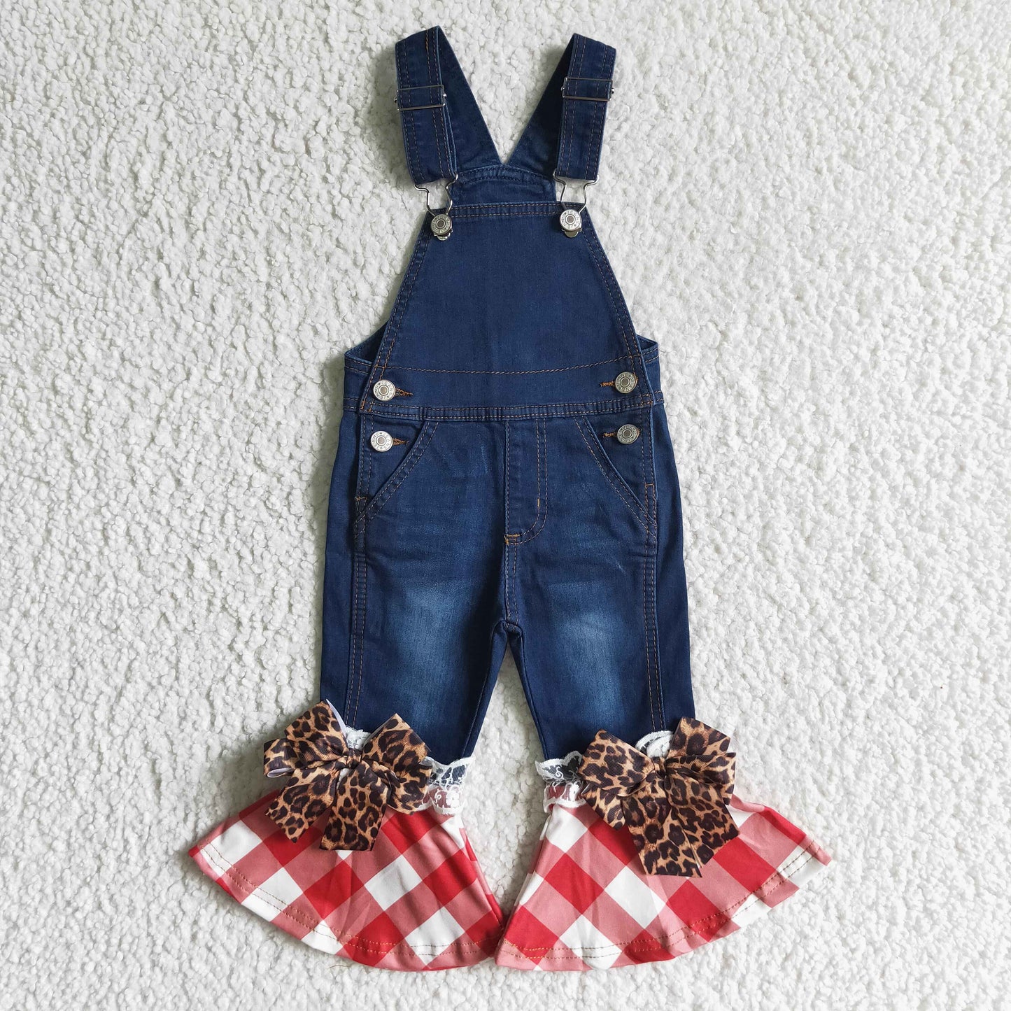 Leopard shirt and denim overall outfits （shirt and jeans can be purchased separately）